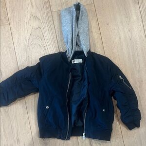 H&M Navy bomber jacket with removable Gray Hood
